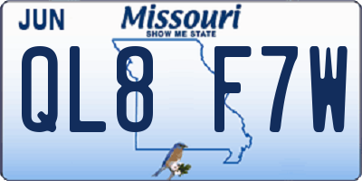 MO license plate QL8F7W