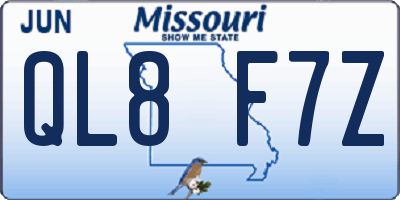 MO license plate QL8F7Z