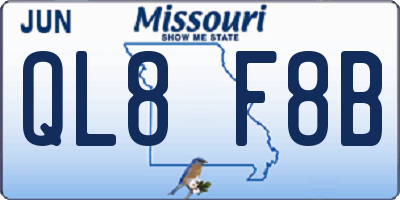 MO license plate QL8F8B