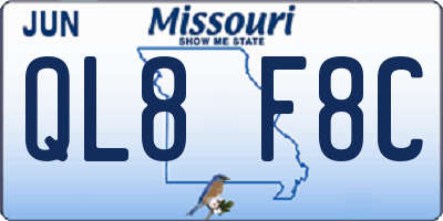 MO license plate QL8F8C
