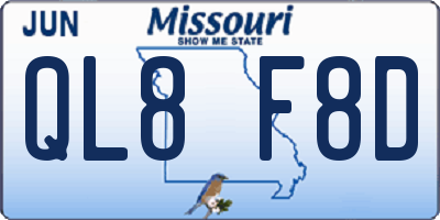 MO license plate QL8F8D