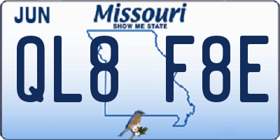MO license plate QL8F8E