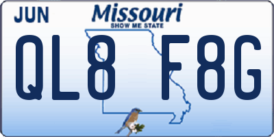 MO license plate QL8F8G