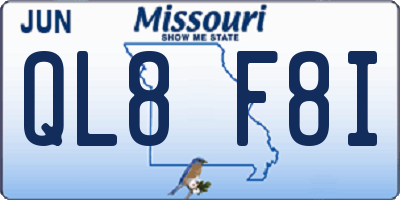 MO license plate QL8F8I