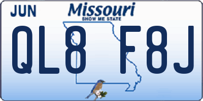 MO license plate QL8F8J