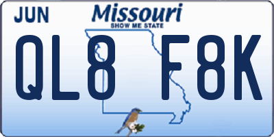 MO license plate QL8F8K