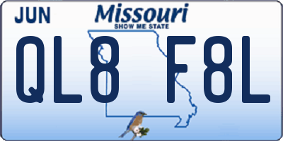 MO license plate QL8F8L