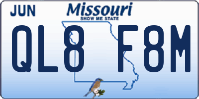 MO license plate QL8F8M