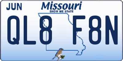 MO license plate QL8F8N