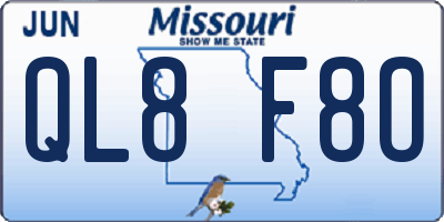 MO license plate QL8F8O
