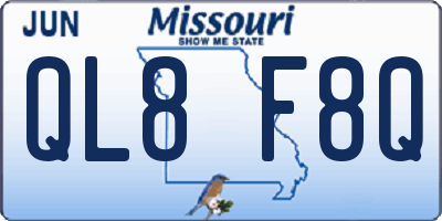 MO license plate QL8F8Q