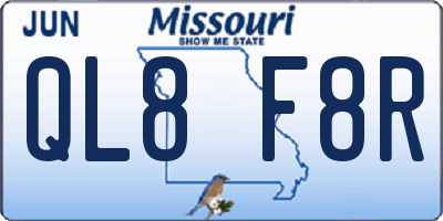 MO license plate QL8F8R