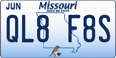 MO license plate QL8F8S