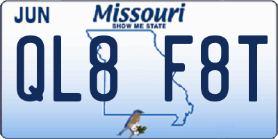 MO license plate QL8F8T