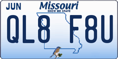MO license plate QL8F8U