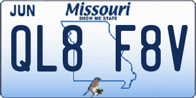 MO license plate QL8F8V