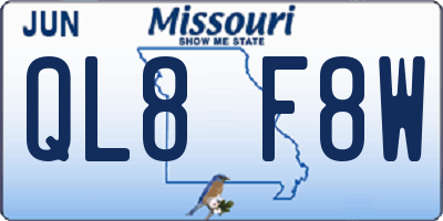 MO license plate QL8F8W