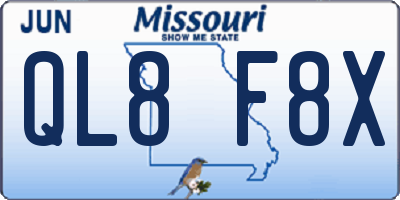 MO license plate QL8F8X