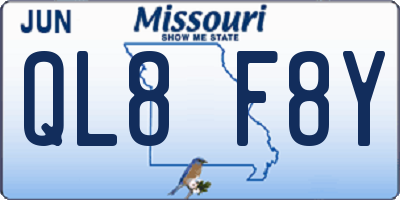 MO license plate QL8F8Y
