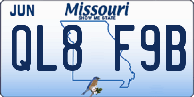 MO license plate QL8F9B