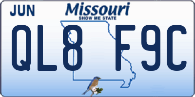 MO license plate QL8F9C