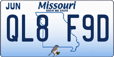 MO license plate QL8F9D