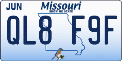 MO license plate QL8F9F