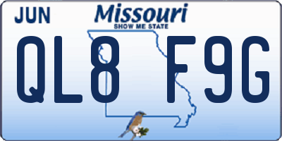MO license plate QL8F9G