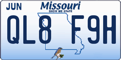 MO license plate QL8F9H