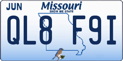 MO license plate QL8F9I