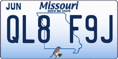 MO license plate QL8F9J
