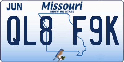 MO license plate QL8F9K