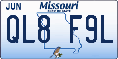 MO license plate QL8F9L