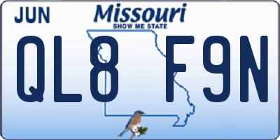 MO license plate QL8F9N