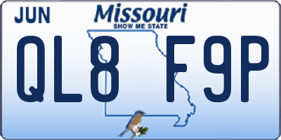 MO license plate QL8F9P