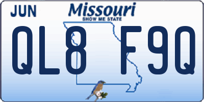 MO license plate QL8F9Q