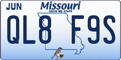 MO license plate QL8F9S