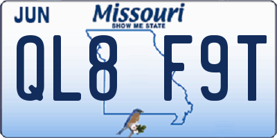 MO license plate QL8F9T
