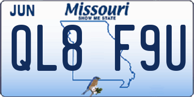 MO license plate QL8F9U