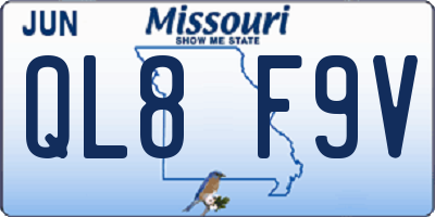 MO license plate QL8F9V