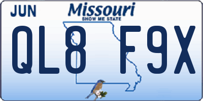 MO license plate QL8F9X