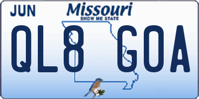 MO license plate QL8G0A