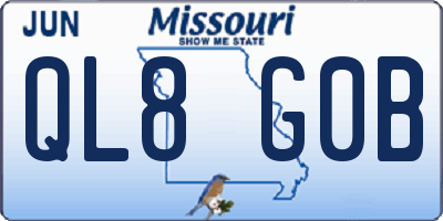 MO license plate QL8G0B