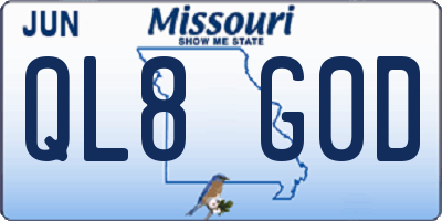 MO license plate QL8G0D