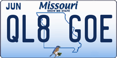 MO license plate QL8G0E