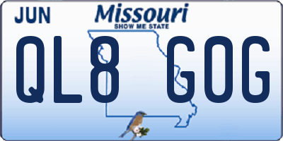 MO license plate QL8G0G