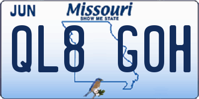 MO license plate QL8G0H