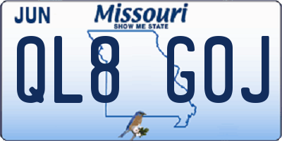 MO license plate QL8G0J
