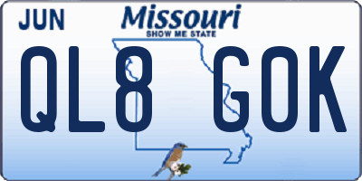 MO license plate QL8G0K