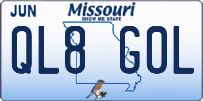 MO license plate QL8G0L